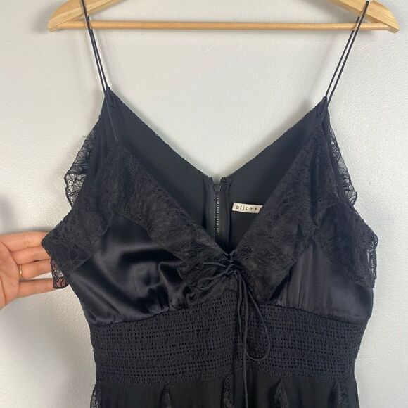 Alice + Olivia Mcguire Ruffle Side Slit Silk Midi Dress - Picture 11 of 16